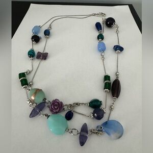 22" Lane Bryant glass bead silver tone necklace